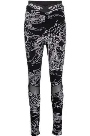 Philipp Plein High-waist tattoo-print leggings