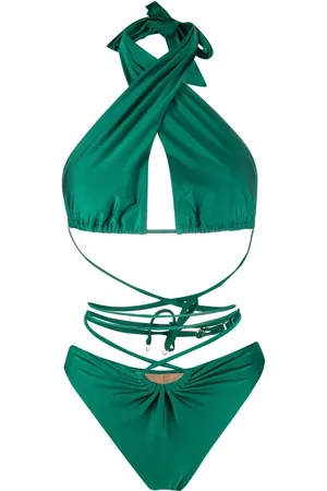 Noire Swimwear Lattice-strap halterneck swimsuit