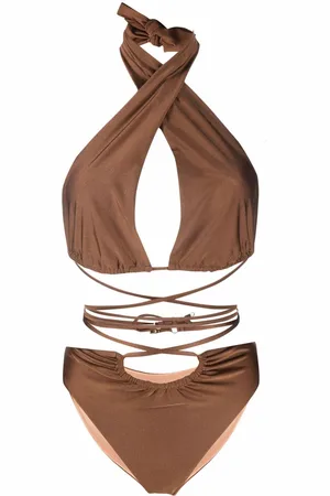 Noire Swimwear Lattice-strap halterneck swimsuit