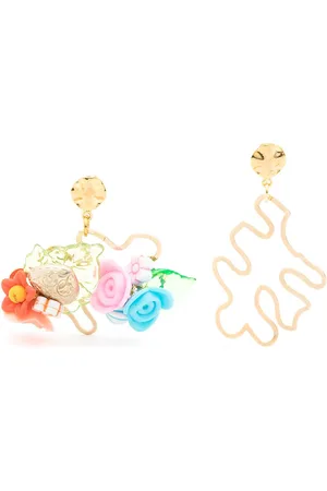 AMIR SLAMA Floral-appliqué asymmetric earrings