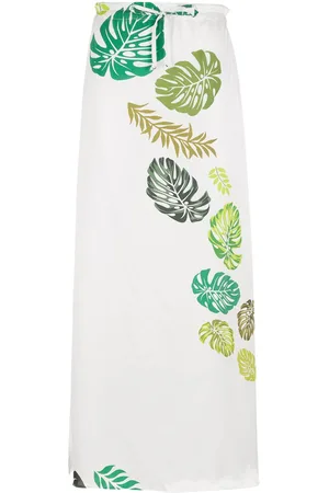 AMIR SLAMA Palm leaf print midi skirt