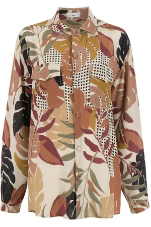 AMIR SLAMA Palm tree leaf print shirt