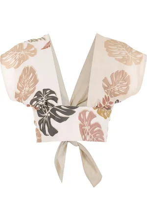 AMIR SLAMA Palm leaf print top