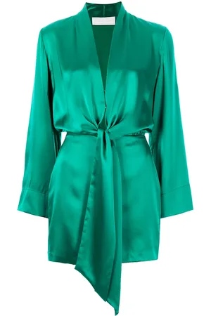 Michelle Mason Tie-front silk satin minidress