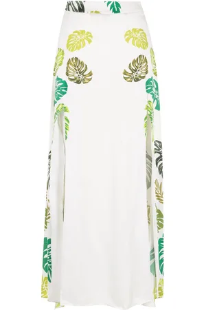 AMIR SLAMA Palm leaf print maxi skirt