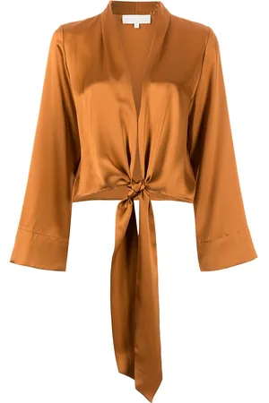 Michelle Mason Long sleeved tie-waist blouse
