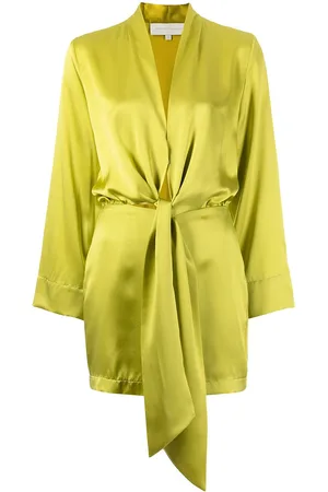 Michelle Mason Tie-front silk satin minidress