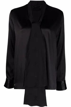 Philipp Plein V-neck pussybow silk blouse