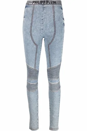 Philipp Plein Logo-waistband denim leggings