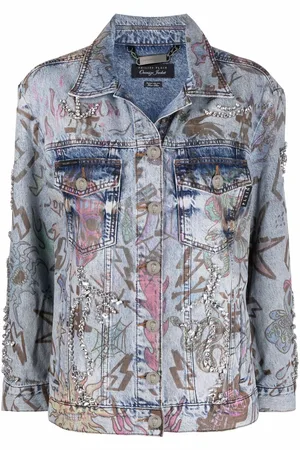 Philipp Plein Monogram tattoo-print oversize denim jacket
