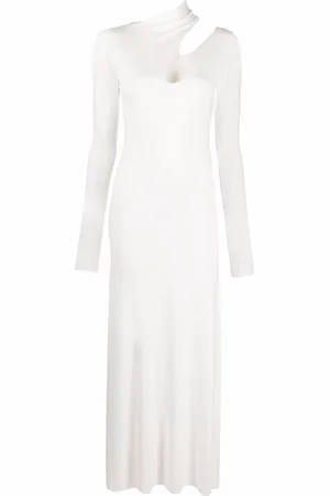 MANURI Cut-out detail long-sleeve dress