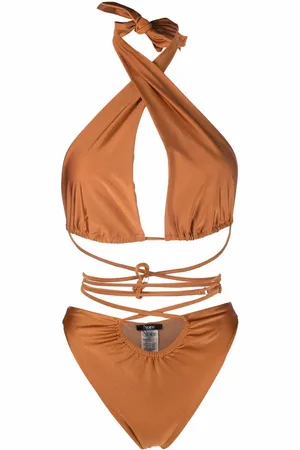 Noire Swimwear Lattice-strap halterneck swimsuit