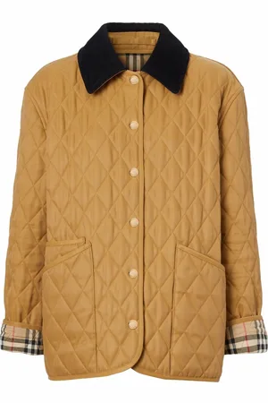 Burberry Corduroy-collar diamond-quilted jacket