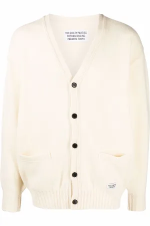 Wacko Maria Embroidered-denim knit cardigan