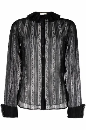 Saint Laurent Frilled-neck lace shirt