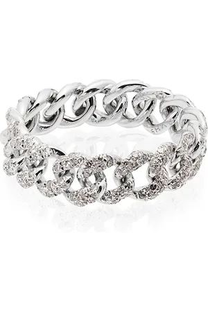 Shay 18kt white gold and diamond link ring