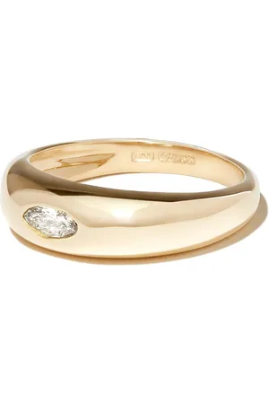 JACQUIE AICHE 14kt yellow smooth dome marquise diamond ring