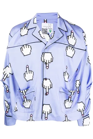 Natasha Zinko Pixel middle-finger print shirt