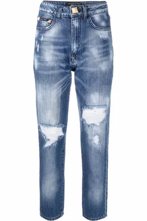 Philipp Plein High-rise distressed cropped jeans