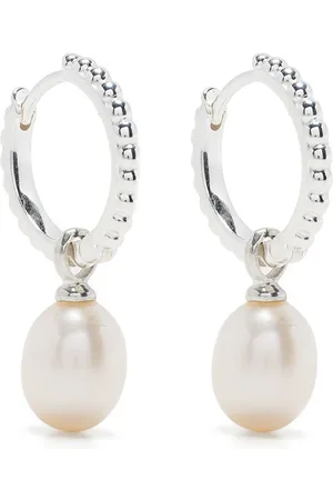 Dower and Hall Timeless Oval Pearl Charm hoops