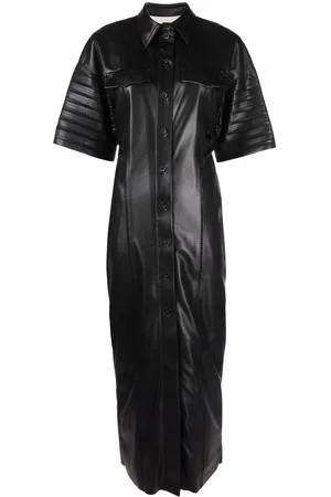 Nanushka Faux-leather fitted shirt dress