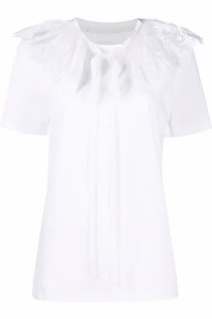 Patou Detachable lace-collar T-shirt
