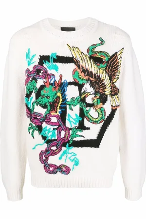 Philipp Plein Patterned intarsia-knit jumper