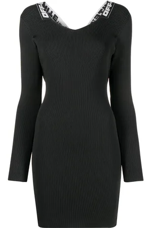 OFF-WHITE Logo-tape ribbed dress