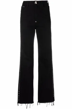 Philipp Plein Crystal-embellished wide jeans