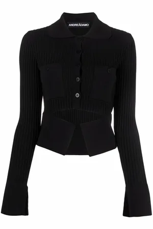 ANDREADAMO Ribbed buttoned-up knitted top