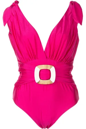 PATBO Belted plunge-neck swimsuit