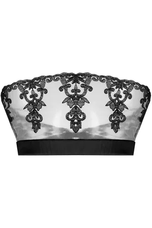 Fleur of England Onyx lace embroidered strapless bra