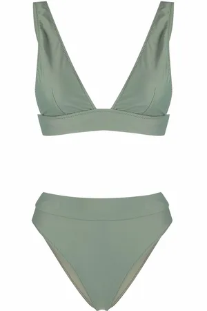 Noire Swimwear High-waisted V-neck bikini set