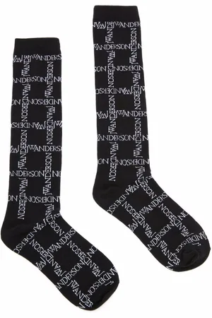 J.W.Anderson Logo grid-print socks