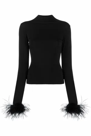 Atu Body Couture Feather-cuff high-neck top