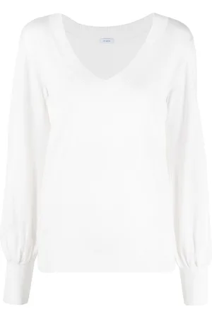 Malo Bishop-sleeve V-neck knitted top