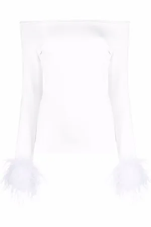 Atu Body Couture Feather cuffs off-shoulder top