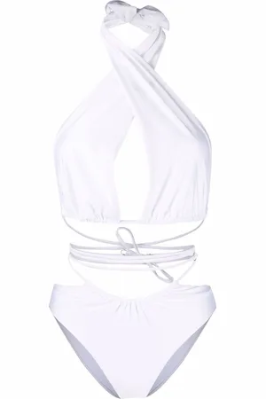 Noire Swimwear Lattice-strap lurex swimsuit