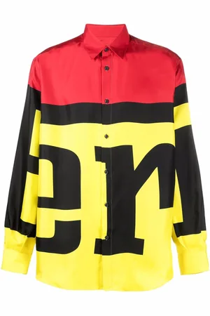 FERRARI Logo colour-block silk shirt