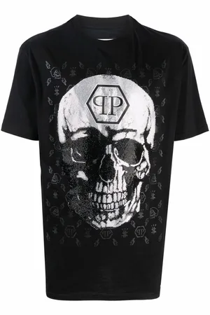 Philipp Plein Gem-embellished skull logo-graphic T-shirt