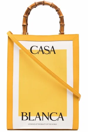 Casablanca Logo-print bamboo-handle tote bag