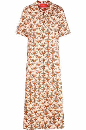 La DoubleJ Ventaglio-print Bowling dress