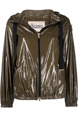 HERNO High-shine zip-up hooded jacket