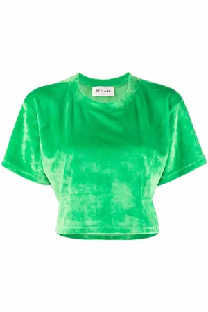 Styland Velvet-effect cropped T-shirt