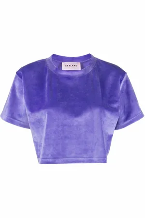 Styland Velvet-effect cropped T-shirt