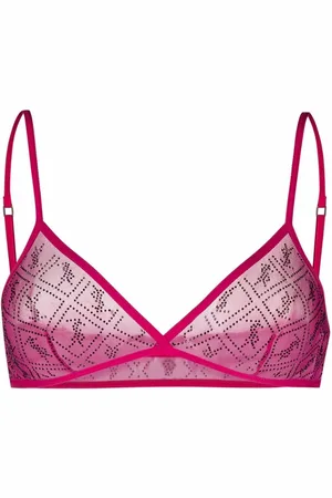 Saint Laurent Logo-embellished mesh bra