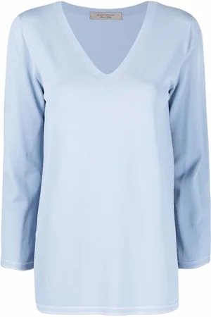 D.EXTERIOR V-neck cropped-sleeve jumper