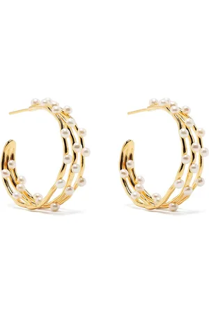 Dower and Hall Pearl triple-row hoop earrings
