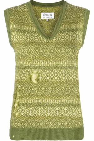 Maison Margiela Fair Isle distressed-effect knitted vest