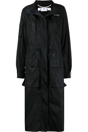 OFF-WHITE Ženy Pláštěnky - Diag-stripe hooded raincoat